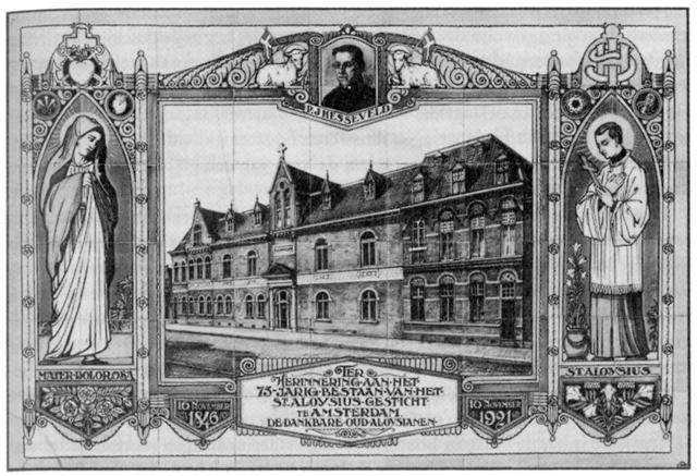Tegeltableau 75 jaar Aloysiusgesticht Amsterdam, 1846-1921.